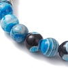 Round Natural Lava Rock & Dyed Fire Crackle Agate & Sea Shell & Synthetic Turquoise Beads Stretch Bracelets for Women BJEW-JB12743-3