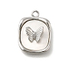 Brass Pave Natural White Shell Pendants LS-KK-U061-07P-1