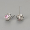 Valentine's Day Brass Clear Cubic Zirconia Stud Earrings WGA37BF-07-1