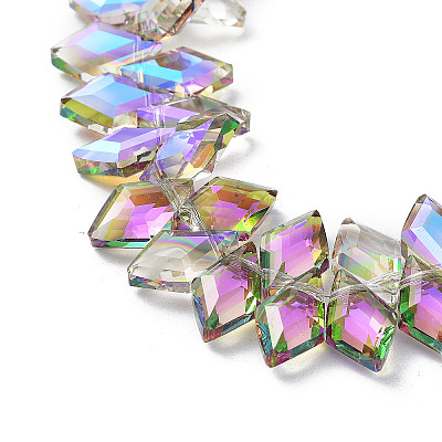 Electroplate Rhombus Glass Beads Strands EGLA-A036-12A-FR02-1