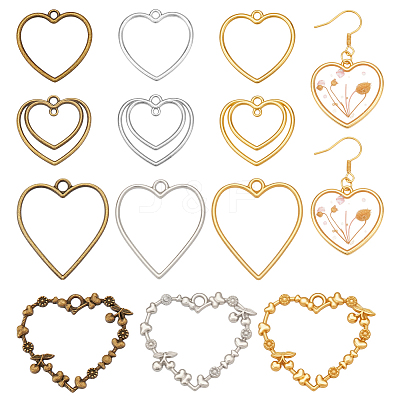 48Pcs 12 Styles Zinc Alloy Open Back Bezel Pendants FIND-PH0025-13-1