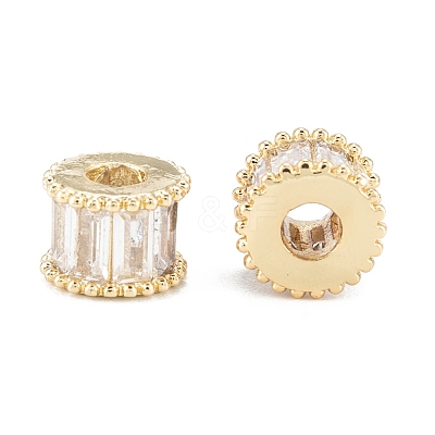 Brass Micro Pave Clear Cubic Zirconia Beads ZIRC-L101-08G-1