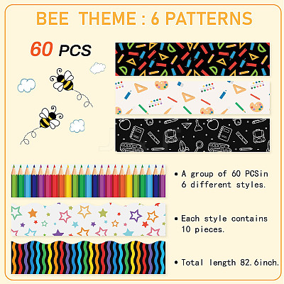 60pcs Coated Paper Border Decorative Stickers STIC-WH0020-004-1