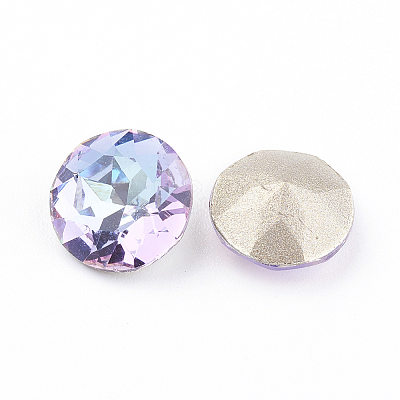 Pointed Back & Back Plated Glass Rhinestone Cabochons LS-RGLA-J012-8mm-001VL-1