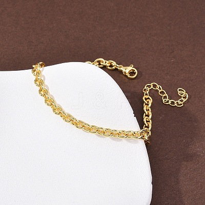Brass Cable Chain Bracelets for Women BJEW-C140-04G-1