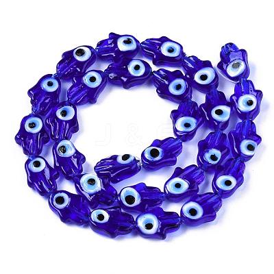 Handmade Evil Eye Lampwork Beads Strands LAMP-WH0006-06E-1