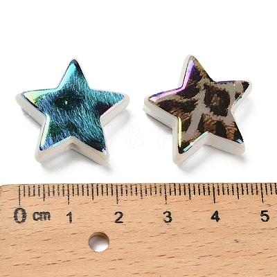Rainbow Iridescent Printed Opaque Acrylic Beads OACR-D316-01A-01-1