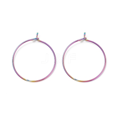 Ion Plating(IP) 316 Surgical Stainless Steel Hoop Earrings Findings STAS-F149-32M-E-1