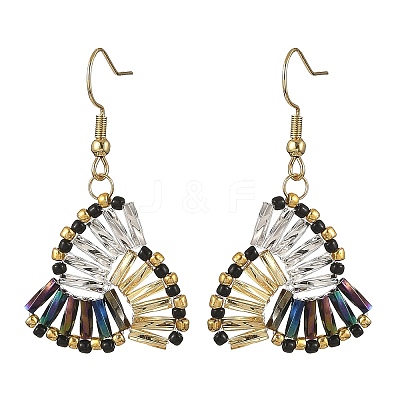 304 Stainless Steel with Glass Seed Beads Dangle Earrings EJEW-MZ00821-1