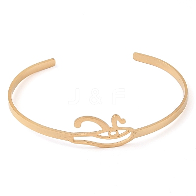 201 Stinless Steel God Eye of Horus Cuff Bangles for Women LS-BJEW-P337-01G-1