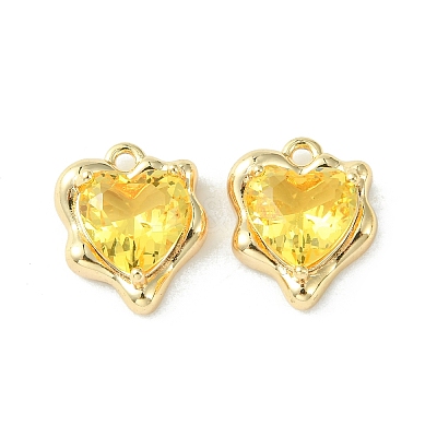 Brass Micro Pave Cubic Zirconia Charms KK-L208-06G-04-1