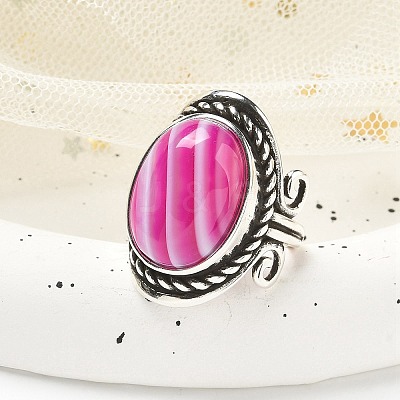 Natural Banded Agate Adjustable Rings RJEW-I108-01AS-11-1