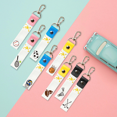 PU Leather & Cotton Name Marker Keychain AJEW-WH0514-003-1