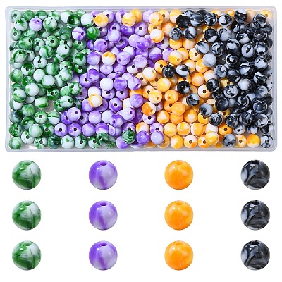 320Pcs 4 Colors Opaque Acrylic Beads SACR-YW0001-68-1