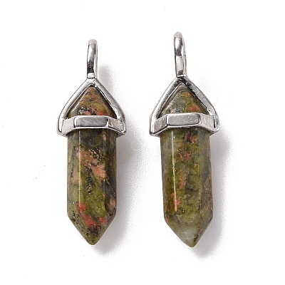 Natural Unakite Pointed Pendants G-K329-39P-1