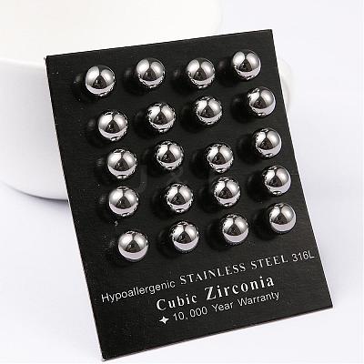 Tarnish Resistant 304 Stainless Steel Ball Stud Earrings EJEW-2224-8mm-P-1