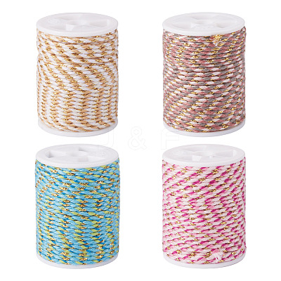 4 Rolls 4 Colors 4-Ply Polycotton Cord with Metallic Thread OCOR-TA0003-33C-1