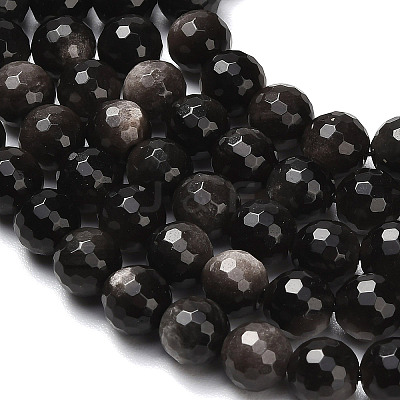 Natural Silver Obsidian Beads Strands G-C280-B08-8mm-1