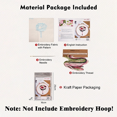 Flower Pattern DIY Embroidery Kit DIY-P077-135-1
