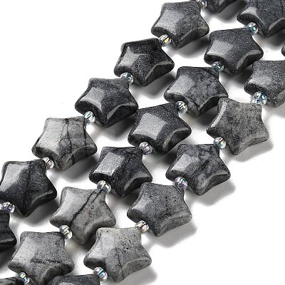 Natural Black Silk Stone/Netstone Beads Strands G-NH0005-009-1