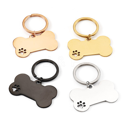 4Pcs 4 Styles Stainless Steel Keychains KEYC-TA0004-81A-1