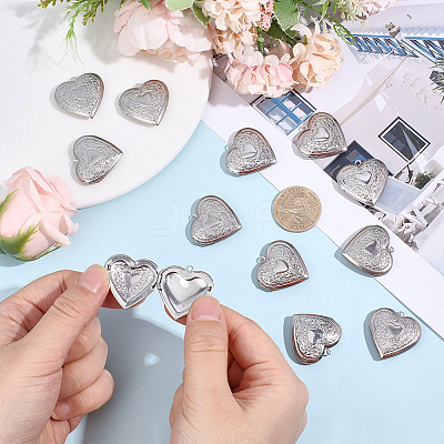 12Pcs 316 Stainless Steel Photo Locket Pendants STAS-HY0002-03-1