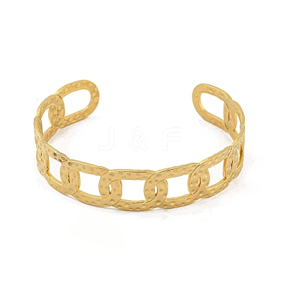 304 Stainless Steel Oval Open Cuff Bangles for Women LS-BJEW-E100-05G-1