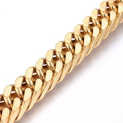 Ion Plating(IP) 304 Stainless Steel Curb Chains Bracelets BJEW-E346-10MG-1