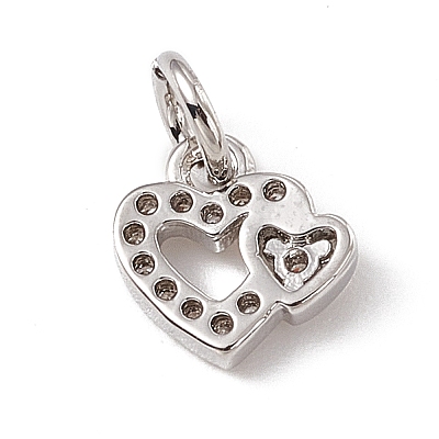 Brass Micro Pave Clear Cubic Zirconia Charms ZIRC-F132-97P-1