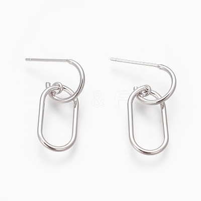 Brass Dangle Stud Earrings EJEW-F194-01P-NF-1