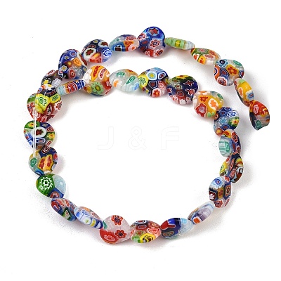 Handmade Millefiori Glass Heart Bead Strands LK-P017-14-1