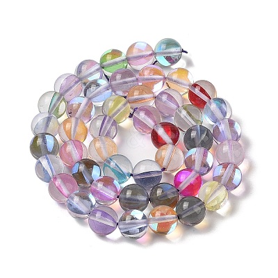 Electroplated Synthetic Moonstone Beads Strands G-C131-A01-02-1
