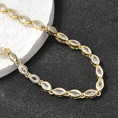 Brass Micro Pave Cubic Zirconia Geometric Tennis Necklaces NJEW-C121-02C-G-1