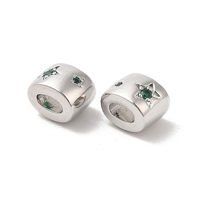 Brass Micro Pave Cubic Zirconia Beads KK-Q773-02P-02-1