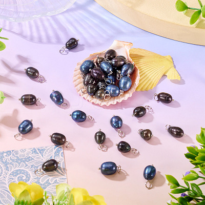 60Pcs 3 Styles Dyed Natural Cultured Freshwater Pearl Pendants PALLOY-CW00006-1