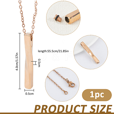 304 Stainless Steel Twisted Rectangle Pendant Urn Ashes Necklaces NJEW-WH0036-029RG-1