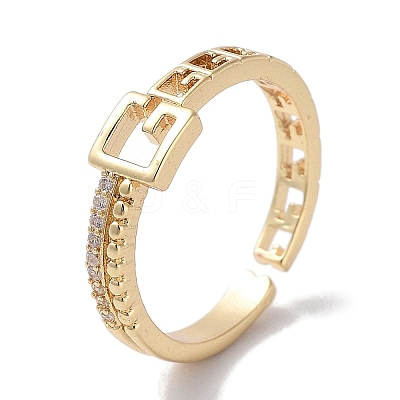 Brass Micro Pave Cubic Zirconia Cuff Rings RJEW-G310-09G-1