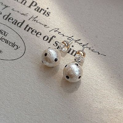 Alloy & Resin Pearl Stud Earrings EJEW-G466-14G-1