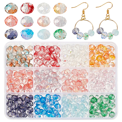 300Pcs 12 Colors Baking Paint Transparent Glass Beads GLAA-PH0003-09-1