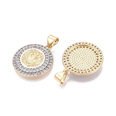 Religion Brass Micro Pave Clear Cubic Zirconia Pendants KK-N287-44GP-02-1
