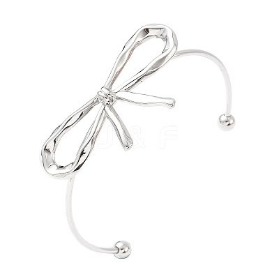 Bowknot 304 Stainless Steel Cuff Bangles LS-BJEW-S171-01A-P-1