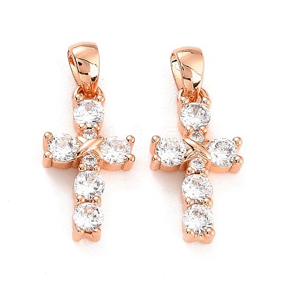 Brass Micro Pave Cubic Zirconia Pendants ZIRC-P089-21RG-1