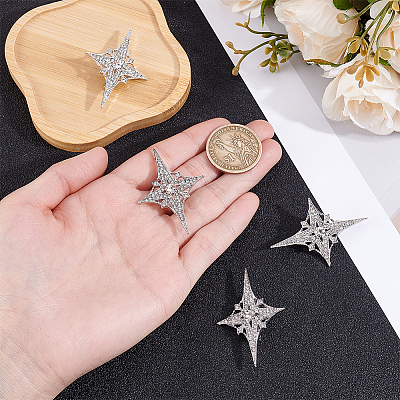 4Pcs Alloy Rhinestone Lapel Pins for Backpack Clothes JEWB-HY0001-64B-1