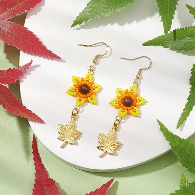 Seed Beads Dangle Earrings EJEW-MZ00221-1