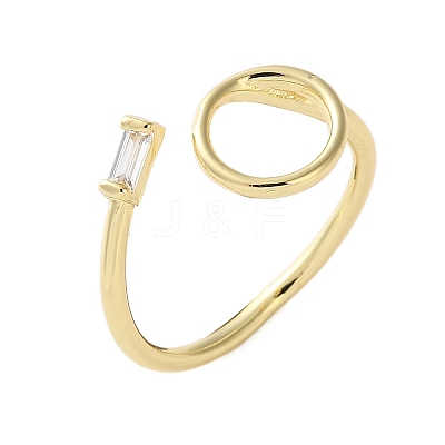Brass Micro Pave Clear Cubic Zirconia Cuff Rings RJEW-F103-05-G-1