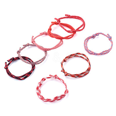 32Pcs 8 Styles Polyester & Spandex Cord Braided Bead Bracelets BJEW-TAC0065-1