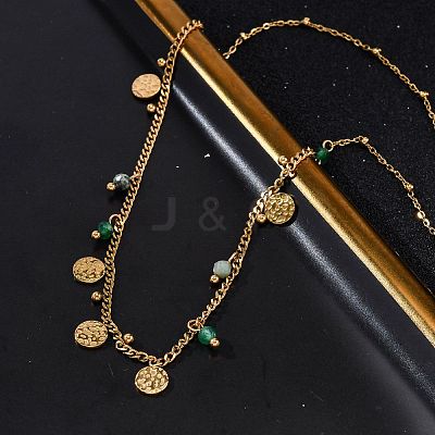 304 Stainless Steel Rhinestone Disc Bib Necklaces NJEW-U026-02G-1