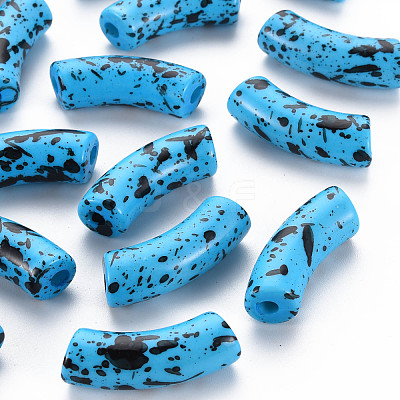 Opaque Spray Painted Acrylic Beads MACR-S372-001F-B07-1