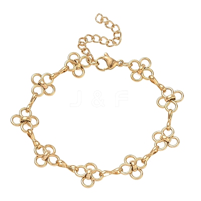 304 Stainless Steel Flower Link Chain Bracelets SA-CBA2696-21G-1