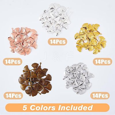 150Pcs 6 Colors Autumn Theme Brass Filigree Pendants KK-FH0002-51-1